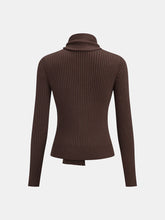 Ribbed Knit Scarf Detail Fitted Top